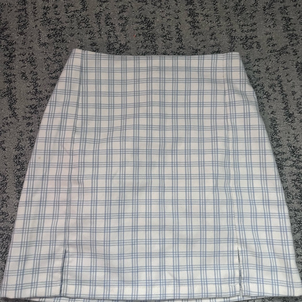 Brandy Melville Plaid Pencil Skirt in Blue and White